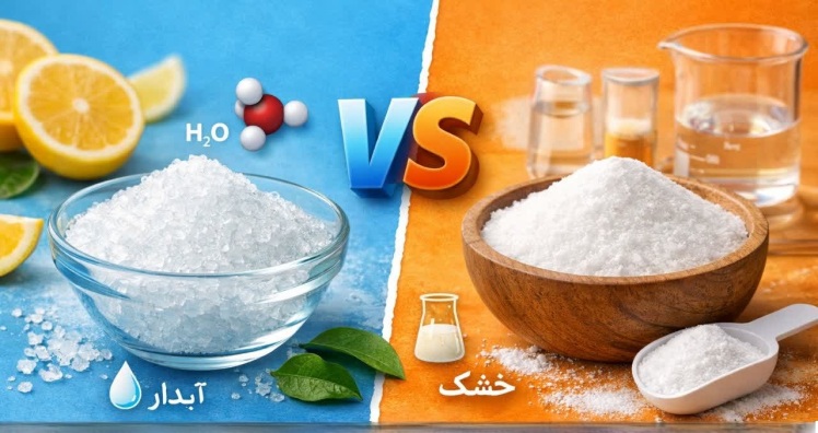تفاوت اسید سیتریک خشک و آبدار: راهنمای جامع انتخاب